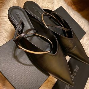 JIL SANDER Black Pointed - toe flat slingback